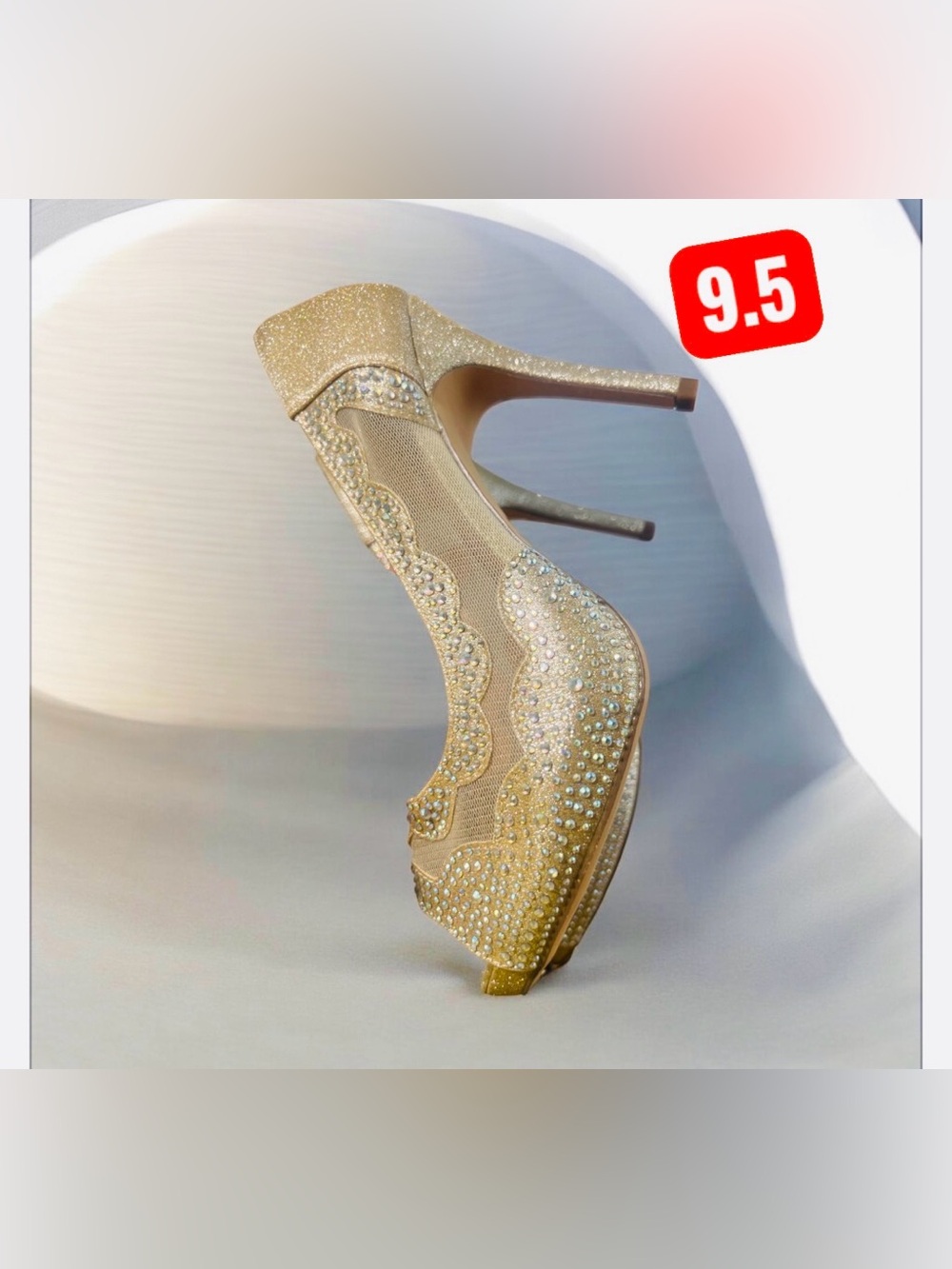 Elegant Gold Rhinestone High Heel Pumps - Women
